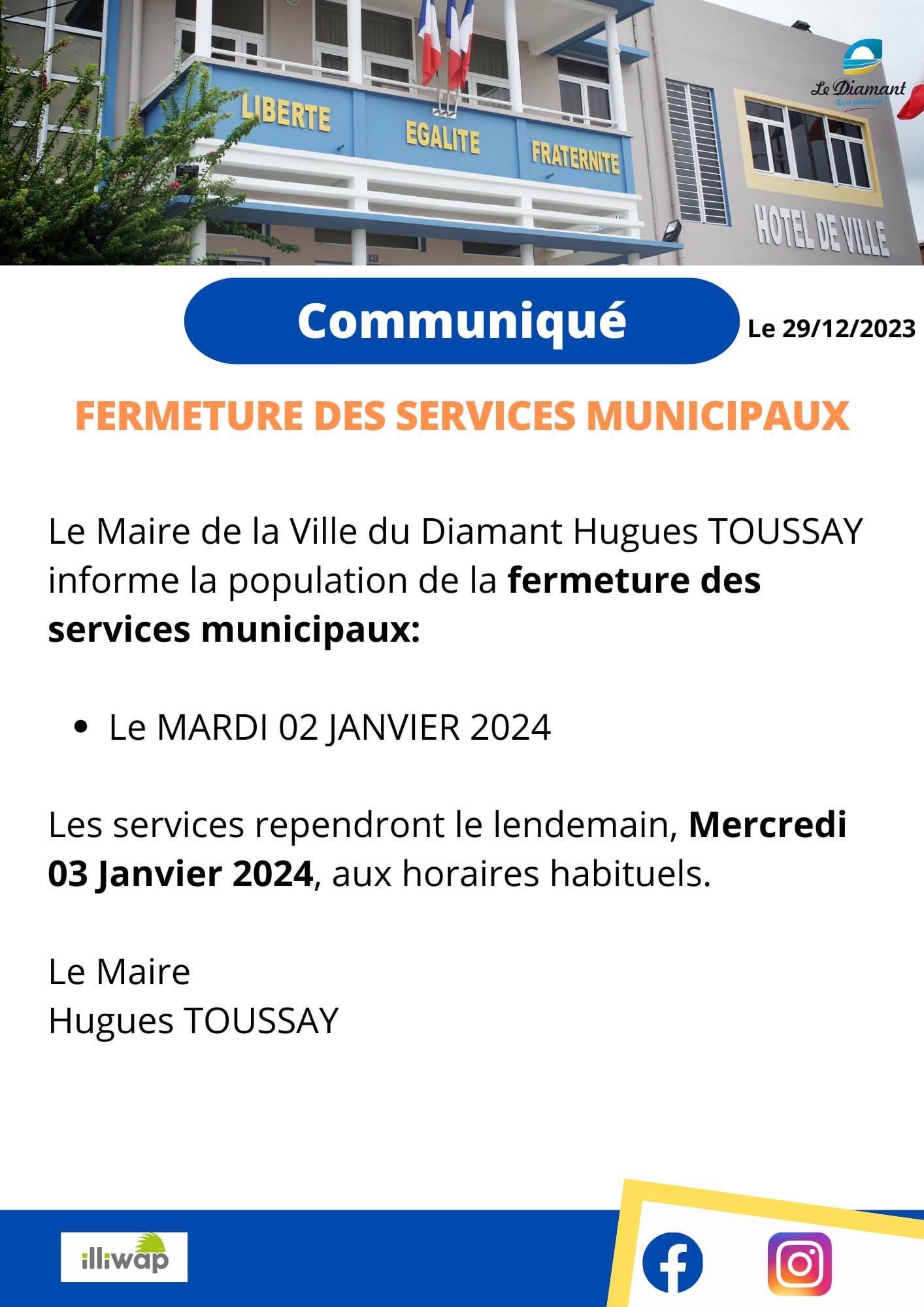 Fermeture Des Services Municipaux Ville Du Diamant